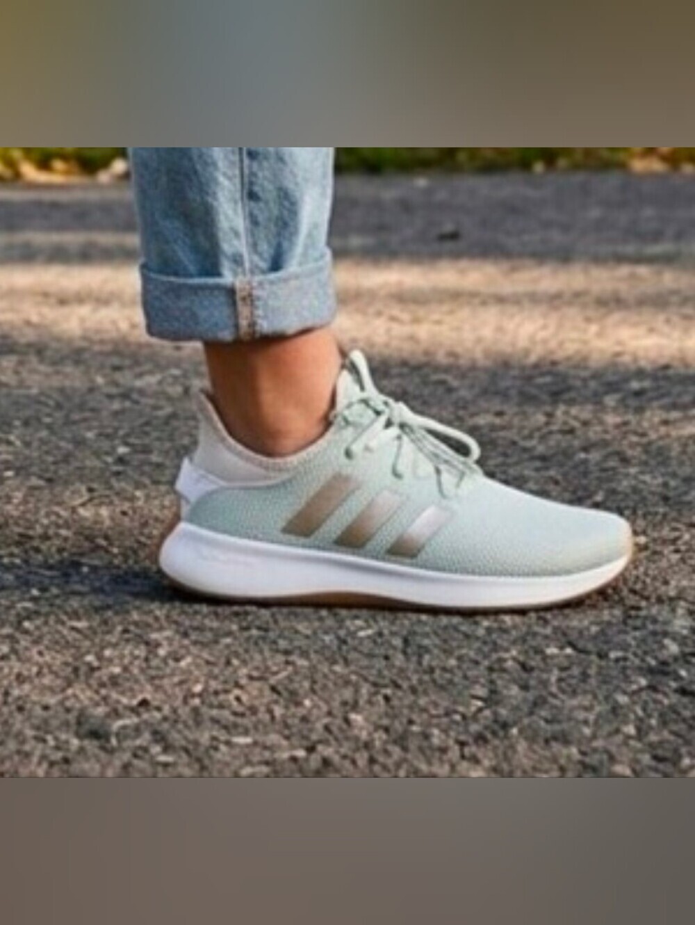 adidas Cloudfoam Pure SPW Sneakers Linen Green Metallic Women's Size 7 NEW
